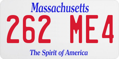 MA license plate 262ME4
