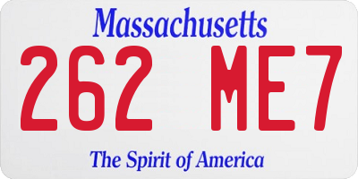 MA license plate 262ME7