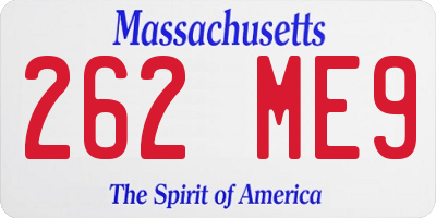 MA license plate 262ME9