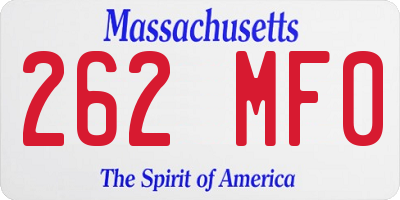 MA license plate 262MF0