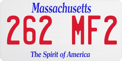 MA license plate 262MF2