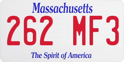 MA license plate 262MF3