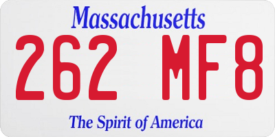 MA license plate 262MF8