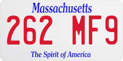 MA license plate 262MF9