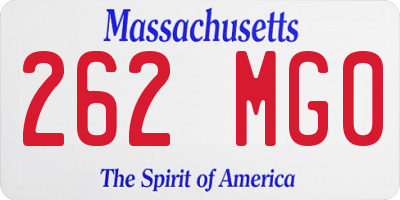 MA license plate 262MG0
