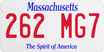 MA license plate 262MG7