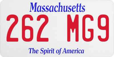 MA license plate 262MG9