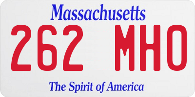MA license plate 262MH0