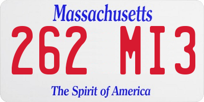MA license plate 262MI3