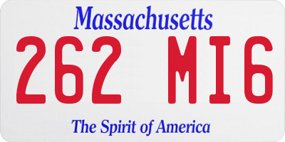 MA license plate 262MI6
