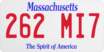 MA license plate 262MI7