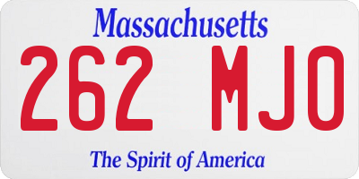 MA license plate 262MJ0