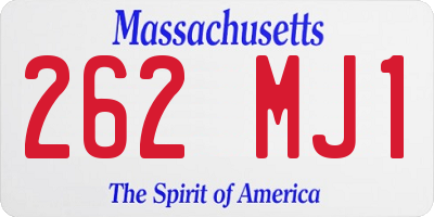 MA license plate 262MJ1