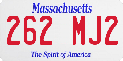 MA license plate 262MJ2