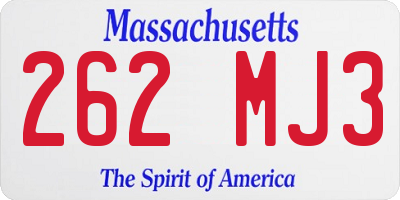 MA license plate 262MJ3