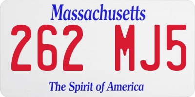 MA license plate 262MJ5