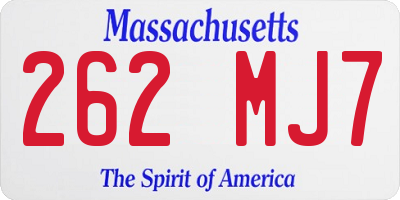 MA license plate 262MJ7
