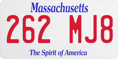 MA license plate 262MJ8