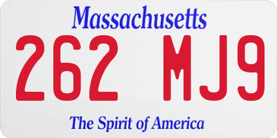 MA license plate 262MJ9