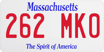 MA license plate 262MK0