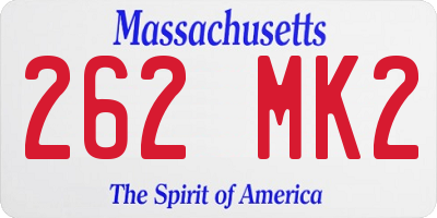 MA license plate 262MK2