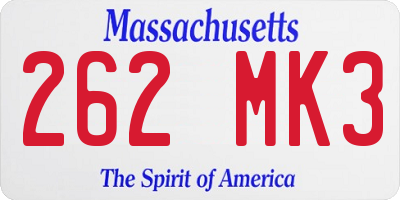 MA license plate 262MK3