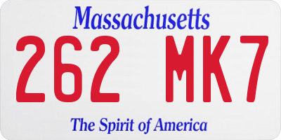 MA license plate 262MK7