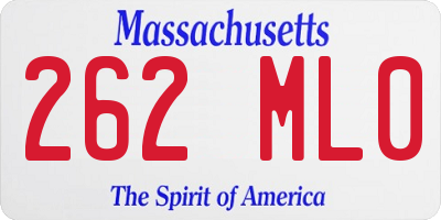 MA license plate 262ML0