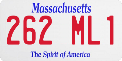 MA license plate 262ML1