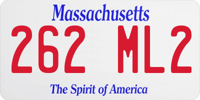 MA license plate 262ML2