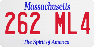 MA license plate 262ML4