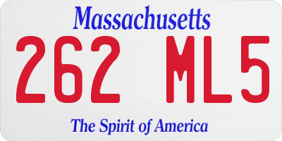 MA license plate 262ML5