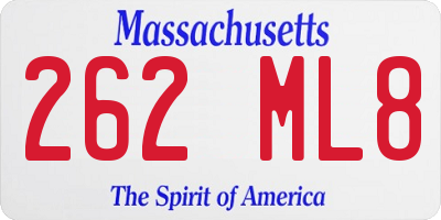 MA license plate 262ML8