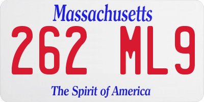 MA license plate 262ML9