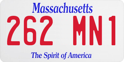 MA license plate 262MN1