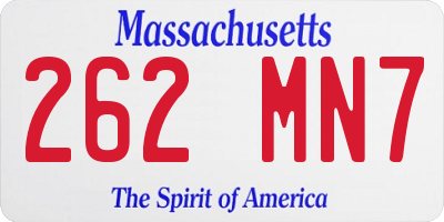 MA license plate 262MN7