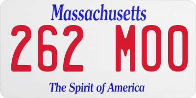 MA license plate 262MO0