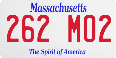 MA license plate 262MO2