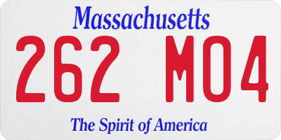 MA license plate 262MO4