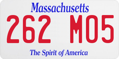 MA license plate 262MO5