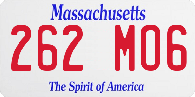 MA license plate 262MO6