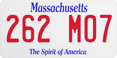 MA license plate 262MO7