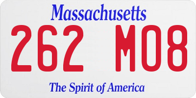 MA license plate 262MO8