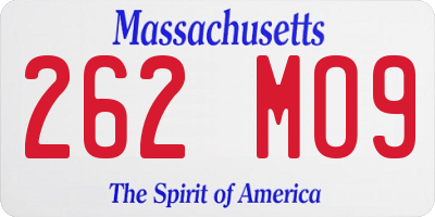 MA license plate 262MO9
