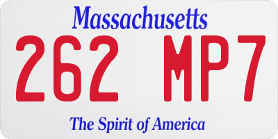 MA license plate 262MP7
