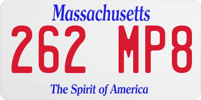 MA license plate 262MP8