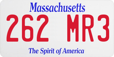 MA license plate 262MR3