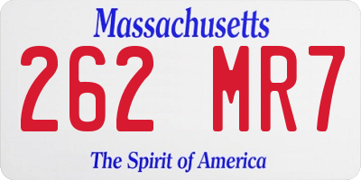 MA license plate 262MR7
