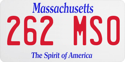 MA license plate 262MS0
