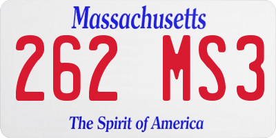 MA license plate 262MS3